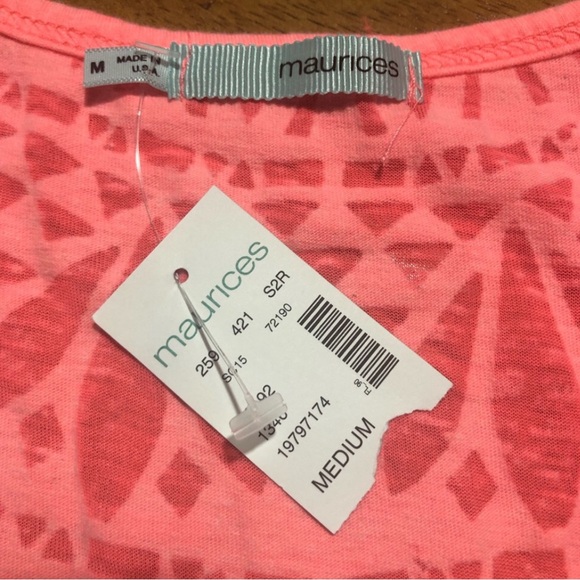 Maurices Women’s Cotton Blend  Tie Dye Texture Hot Pink Neón Short Sleeve Top M - Picture 3 of 10
